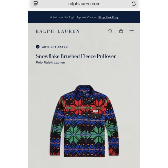 Polo Ralph Lauren XL Snowflake Brushed Fleece Snap Pullover NWT $248 - Picture 6 of 14